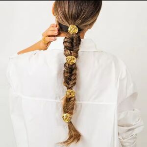 New ZARA 4pc Gold Ponytail Hair Rings